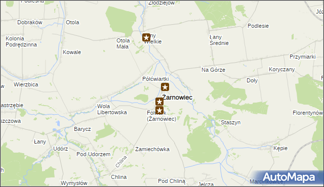 mapa Żarnowiec powiat zawierciański, Żarnowiec powiat zawierciański na mapie Targeo