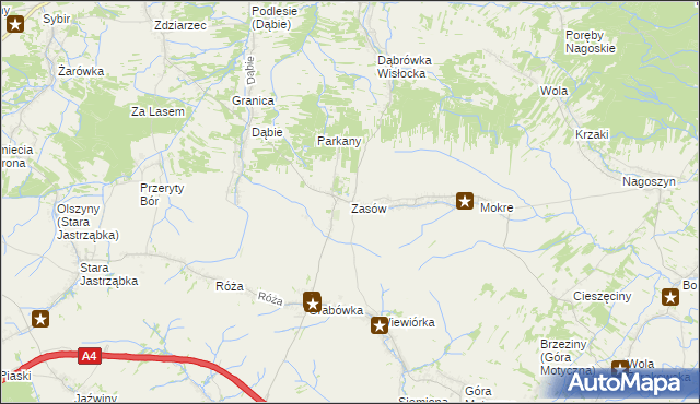 mapa Zasów, Zasów na mapie Targeo