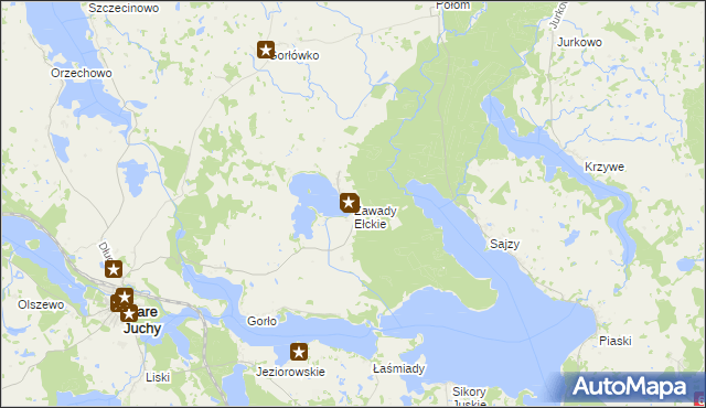 mapa Zawady Ełckie, Zawady Ełckie na mapie Targeo