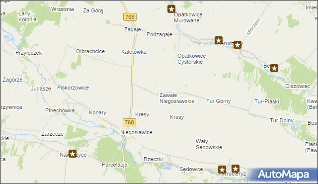 mapa Zawale Niegosławskie, Zawale Niegosławskie na mapie Targeo