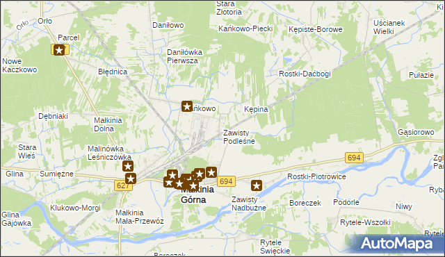 mapa Zawisty Podleśne, Zawisty Podleśne na mapie Targeo