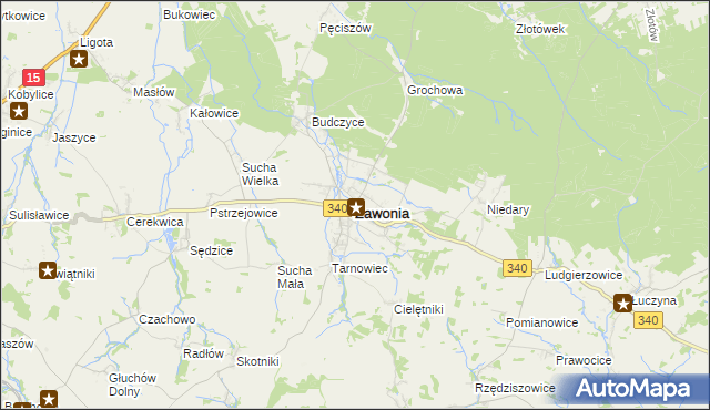 mapa Zawonia powiat trzebnicki, Zawonia powiat trzebnicki na mapie Targeo
