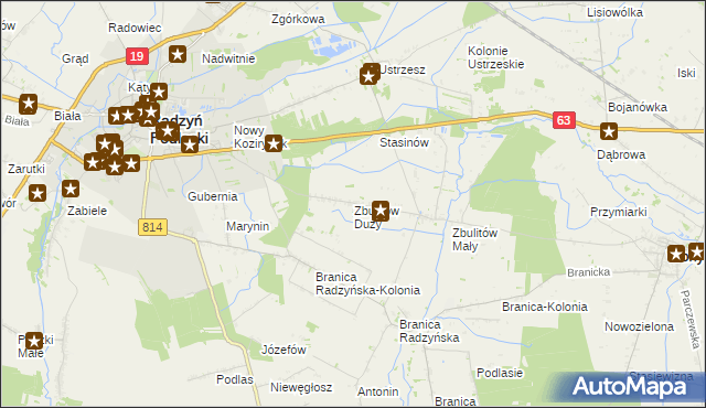 mapa Zbulitów Duży, Zbulitów Duży na mapie Targeo