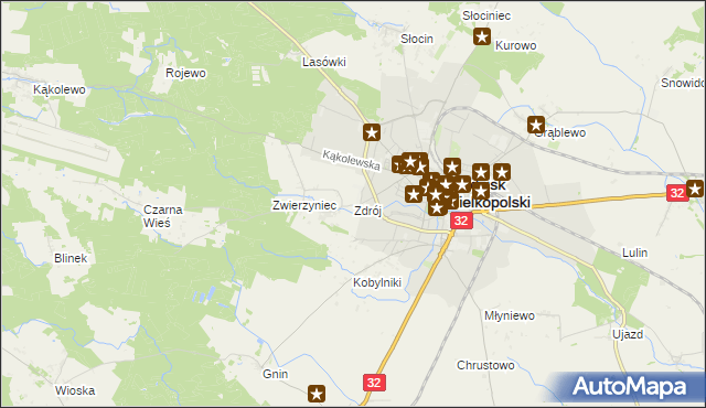 mapa Zdrój gmina Grodzisk Wielkopolski, Zdrój gmina Grodzisk Wielkopolski na mapie Targeo