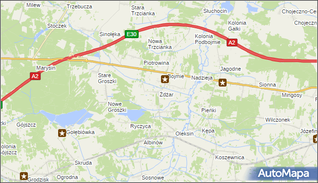 mapa Żdżar gmina Kotuń, Żdżar gmina Kotuń na mapie Targeo