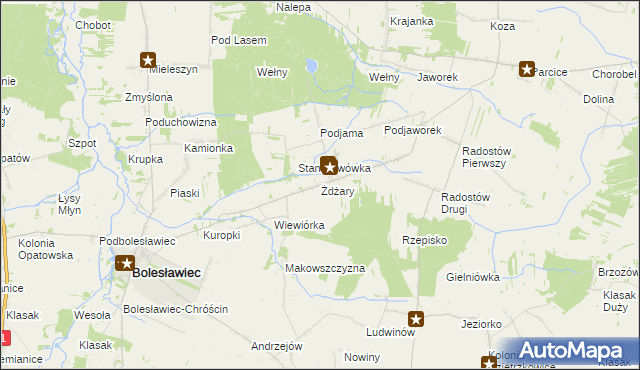 mapa Żdżary gmina Bolesławiec, Żdżary gmina Bolesławiec na mapie Targeo