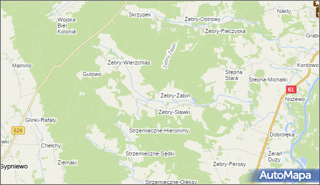 mapa Żebry-Żabin, Żebry-Żabin na mapie Targeo