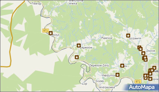 mapa Żegiestów, Żegiestów na mapie Targeo