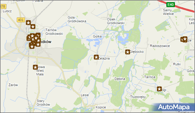 mapa Żelazna gmina Grodków, Żelazna gmina Grodków na mapie Targeo