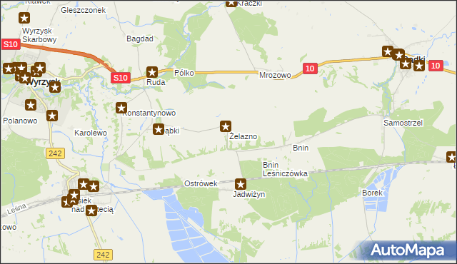 mapa Żelazno gmina Wyrzysk, Żelazno gmina Wyrzysk na mapie Targeo