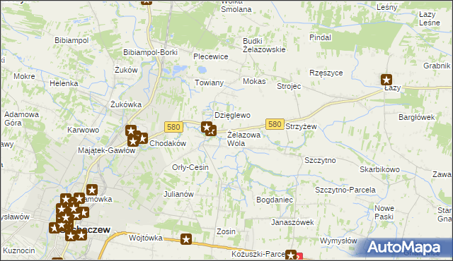 mapa Żelazowa Wola, Żelazowa Wola na mapie Targeo