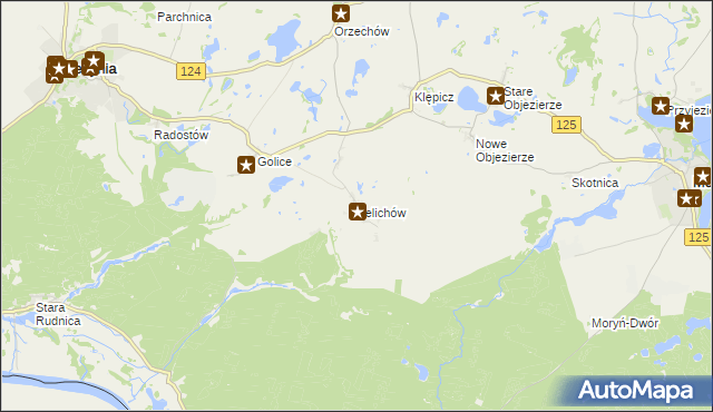 mapa Żelichów gmina Cedynia, Żelichów gmina Cedynia na mapie Targeo