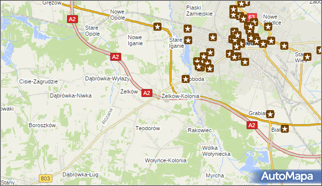 mapa Żelków-Kolonia, Żelków-Kolonia na mapie Targeo