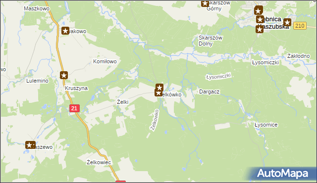 mapa Żelkówko, Żelkówko na mapie Targeo