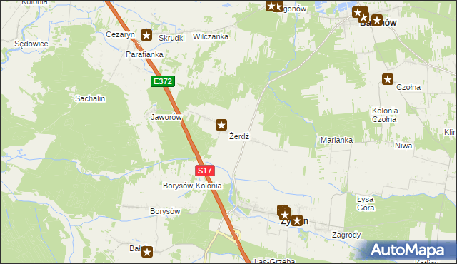 mapa Żerdź gmina Żyrzyn, Żerdź gmina Żyrzyn na mapie Targeo