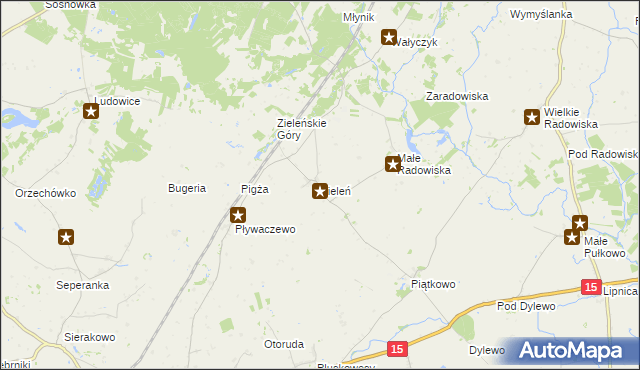 mapa Zieleń gmina Ryńsk, Zieleń gmina Ryńsk na mapie Targeo