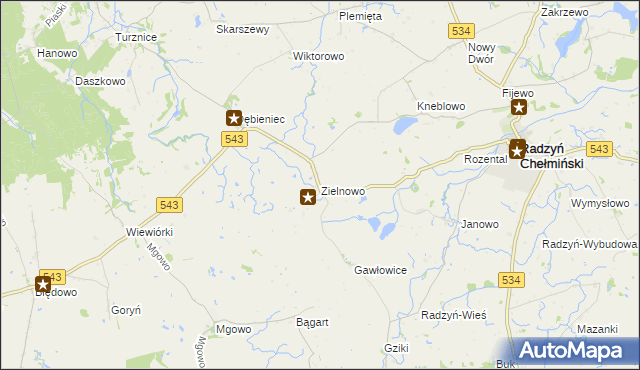 mapa Zielnowo gmina Radzyń Chełmiński, Zielnowo gmina Radzyń Chełmiński na mapie Targeo