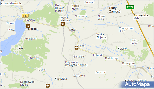 mapa Złojec, Złojec na mapie Targeo