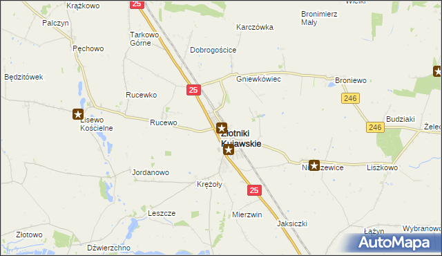 mapa Złotniki Kujawskie, Złotniki Kujawskie na mapie Targeo