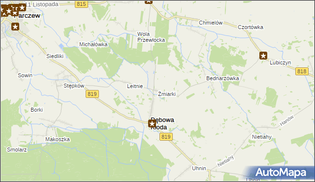 mapa Żmiarki, Żmiarki na mapie Targeo