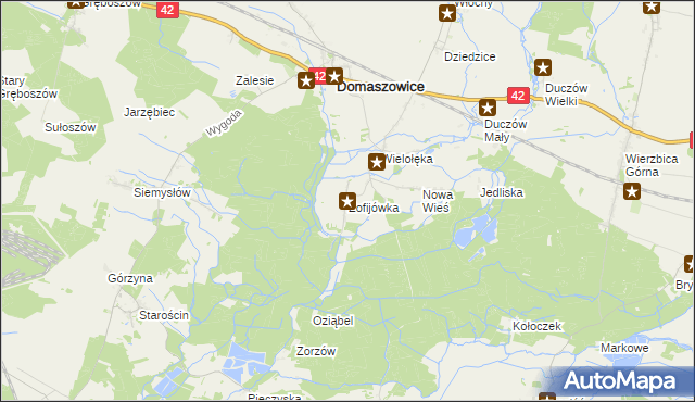 mapa Zofijówka gmina Domaszowice, Zofijówka gmina Domaszowice na mapie Targeo