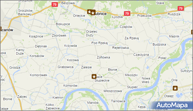 mapa Zofiówka gmina Łubnice, Zofiówka gmina Łubnice na mapie Targeo