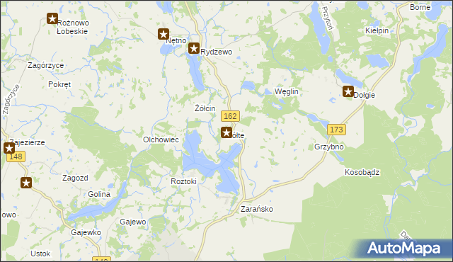 mapa Żółte, Żółte na mapie Targeo