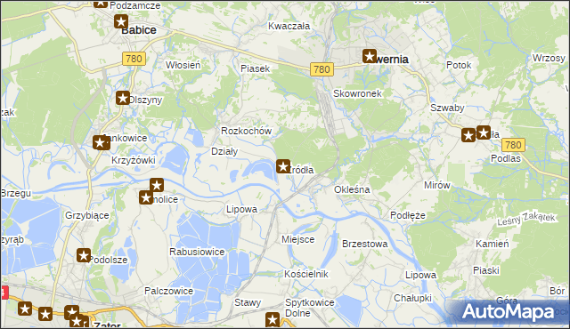 mapa Źródła gmina Alwernia, Źródła gmina Alwernia na mapie Targeo