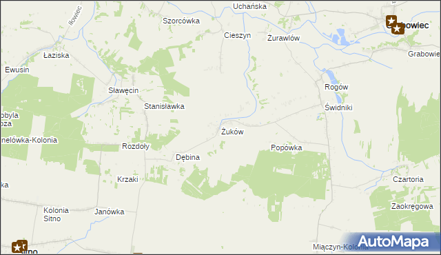 mapa Żuków gmina Miączyn, Żuków gmina Miączyn na mapie Targeo