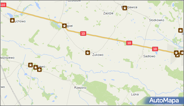 mapa Żukowo gmina Suchań, Żukowo gmina Suchań na mapie Targeo