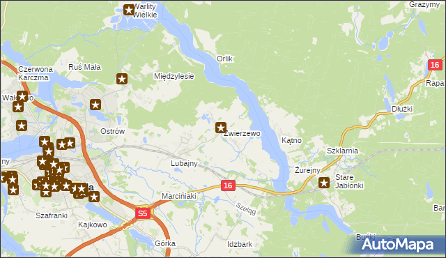 mapa Zwierzewo, Zwierzewo na mapie Targeo