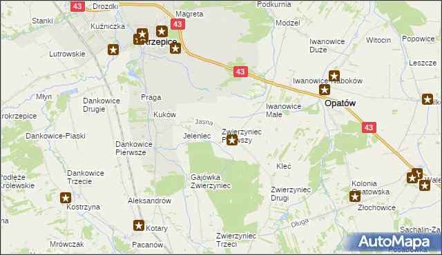 mapa Zwierzyniec Pierwszy, Zwierzyniec Pierwszy na mapie Targeo