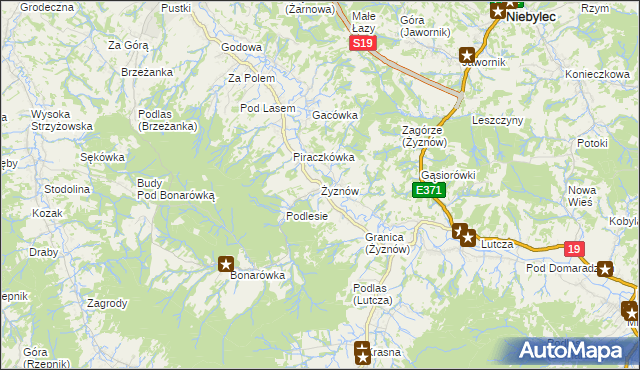mapa Żyznów gmina Strzyżów, Żyznów gmina Strzyżów na mapie Targeo