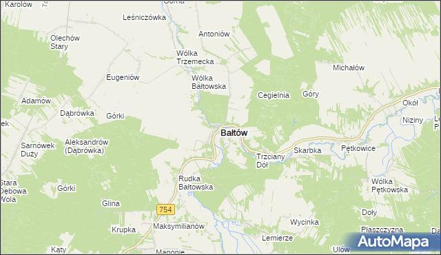 mapa Bałtów powiat ostrowiecki, Bałtów powiat ostrowiecki na mapie Targeo