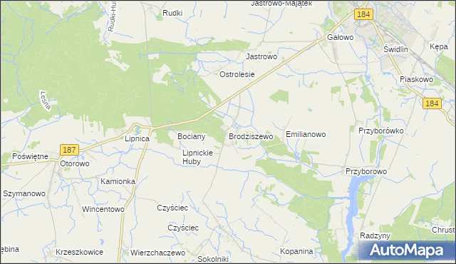 mapa Brodziszewo, Brodziszewo na mapie Targeo