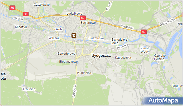 mapa Bydgoszczy, Bydgoszcz na mapie Targeo