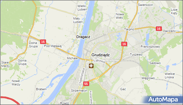 mapa Grudziądza, Grudziądz na mapie Targeo