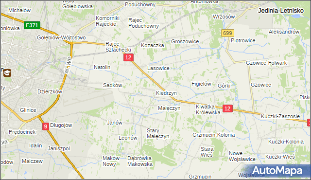 mapa Kiedrzyn gmina Gózd, Kiedrzyn gmina Gózd na mapie Targeo
