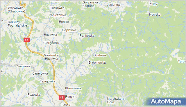 mapa Obidowa, Obidowa na mapie Targeo