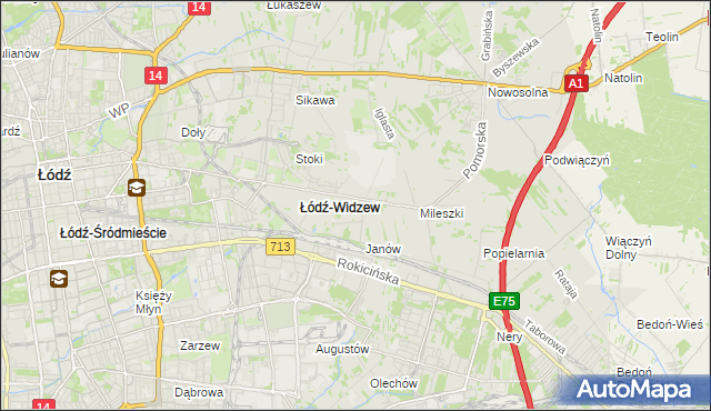 mapa Widzew, Widzew na mapie Targeo