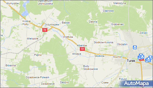 mapa Albertów gmina Turek, Albertów gmina Turek na mapie Targeo