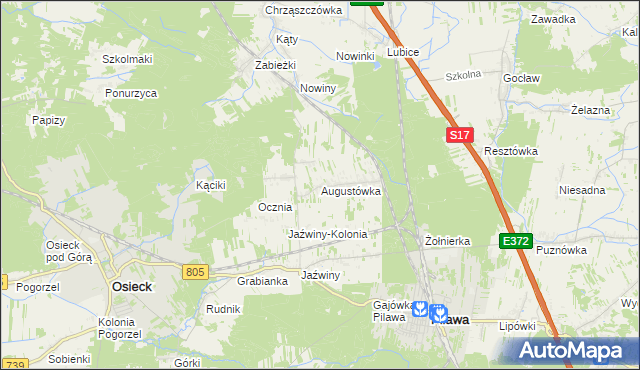 mapa Augustówka gmina Osieck, Augustówka gmina Osieck na mapie Targeo