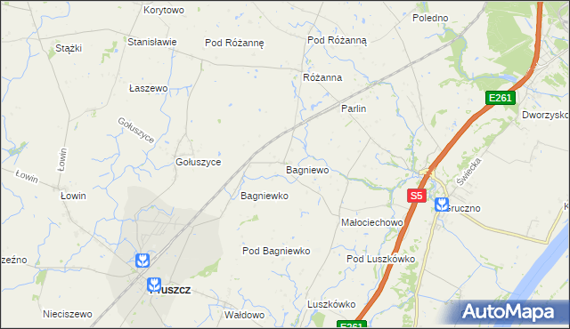 mapa Bagniewo gmina Pruszcz, Bagniewo gmina Pruszcz na mapie Targeo