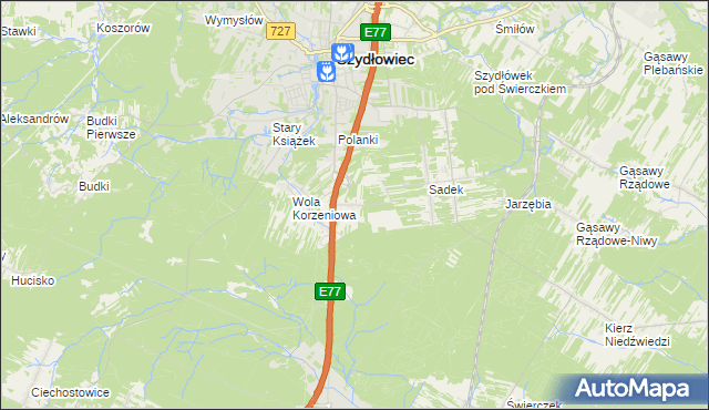 mapa Barak gmina Szydłowiec, Barak gmina Szydłowiec na mapie Targeo