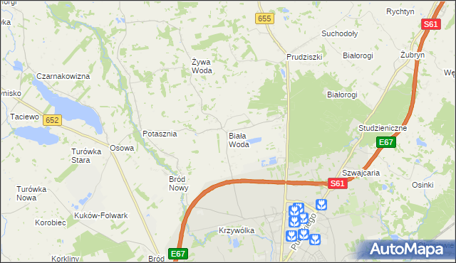 mapa Biała Woda gmina Suwałki, Biała Woda gmina Suwałki na mapie Targeo