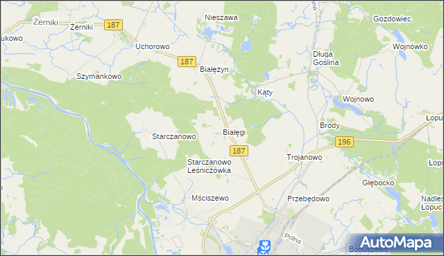 mapa Białęgi gmina Murowana Goślina, Białęgi gmina Murowana Goślina na mapie Targeo