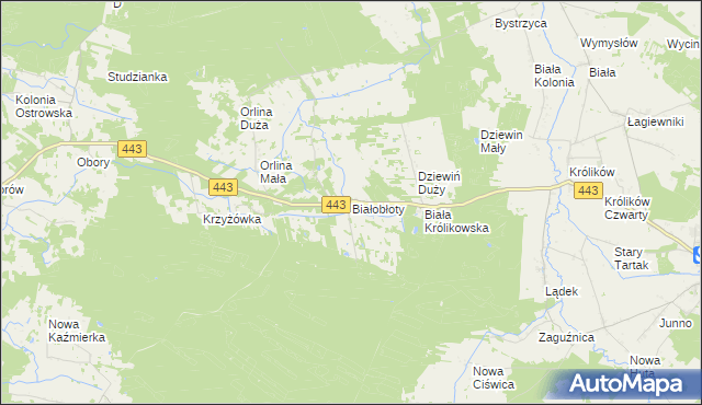 mapa Białobłoty gmina Gizałki, Białobłoty gmina Gizałki na mapie Targeo