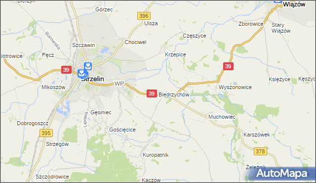 mapa Biedrzychów gmina Strzelin, Biedrzychów gmina Strzelin na mapie Targeo