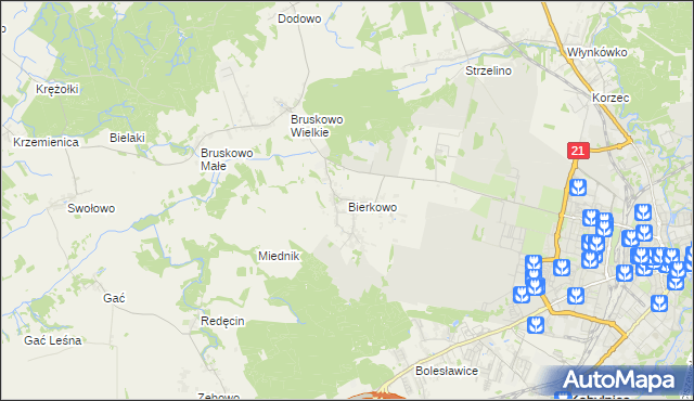 mapa Bierkowo, Bierkowo na mapie Targeo