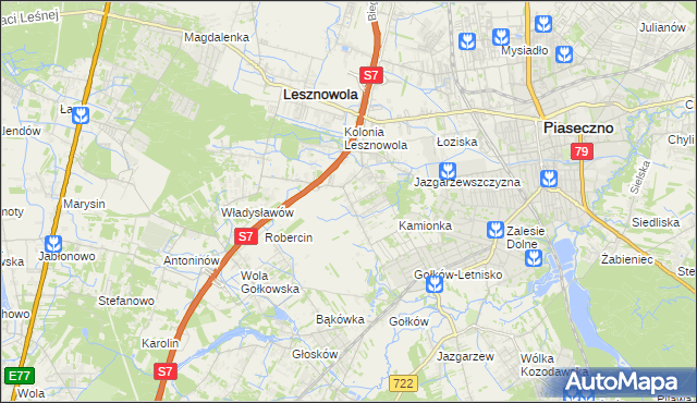 mapa Bobrowiec gmina Piaseczno, Bobrowiec gmina Piaseczno na mapie Targeo